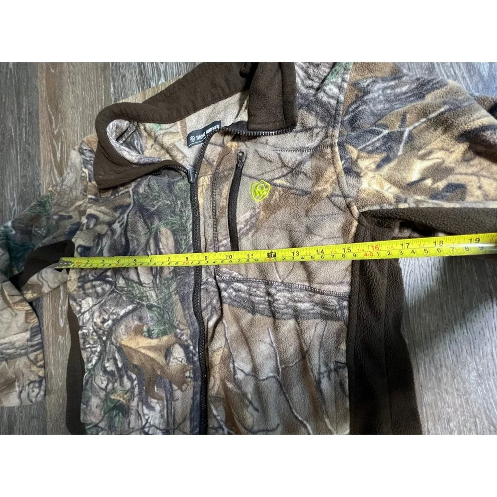 Game Winner Fleece Jacket Youth Medium Brown Camo Full Zip Pocket Mock Neck
